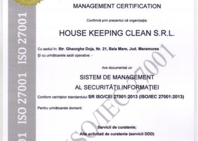 ISO 27001 - Securitatea informatiei RO